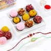 CZ Stone Rakhis And Delightful Laddoos Combo Online