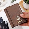 Dark Brown Personalized Trifold Anchor Wallet Online