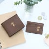 Gift Dark Tan Leather Wallet And Card Holder Set - Personalized