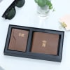 Dark Tan Leather Wallet And Card Holder Set - Personalized Online