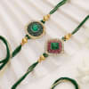 Gift Dazzling CZ Rakhi Set Of 2 With Milk Cake