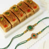 Dazzling CZ Rakhi Set Of 2 With Milk Cake Online