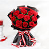 Gift Decadent Chocolate Truffle Cake And Red Roses Bouquet Combo