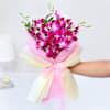 Gift Decadent Chocolate Truffle Cake With Orchids Bouquet Combo