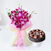 Decadent Chocolate Truffle Cake With Orchids Bouquet Combo Online