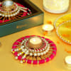 Decorative Candle Diya with Pearl & Gota Work Online