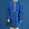 Gift Deep Blue Art Silk Kurta Set for Kids