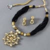 Gift Designer Black Pearl Necklace Set with Kundan Work