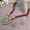 Designer Kundan Necklace Set with Red Stones Online