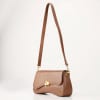 Gift Designer Sling Bag With Detachable Strap - Chocolate Brown