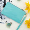 Gift Diamante Textured PU Wallet With Wristlet - Turquoise