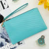 Diamante Textured PU Wallet With Wristlet - Turquoise Online