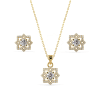 Diamond Floral Silver Pendant Set Online