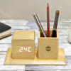 Buy Digital Wooden Clock with Pen Stand - Customized with Logo