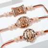 Gift Divine Antique Pearl Rakhi Set of 3 With Dry Fruits