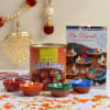 Diwali Card With Four Earthen Diyas & Gulab Jamun 1 Kg Online