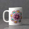 Gift Diwali Design Ceramic Mug with Moong Badam Barfi