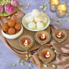 Diwali Diya Set with Indian Sweets Online