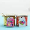 Gift Doda Barfi with Set Of 2 Holi Gulal Jars