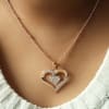 Buy Double Heart Studded Rose Gold Finish Necklace