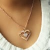 Shop Double Heart Studded Rose Gold Finish Necklace