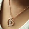 Double Heart Studded Rose Gold Finish Necklace Online
