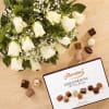 Dozen White Roses and Continental Chocolate Box (142g) Online