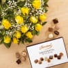 Dozen Yellow Roses and Continental Chocolate Box (142g) Online