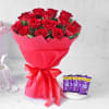 Dreamy Red Rose Bouquet with Cadbury Bars Online