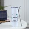 Gift Drink More Water Personalized Stainless Steel Tumbler With Straw