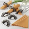 Gift Earthy Ochre Napkins With Blue Beads Napkin Rings (Set of 6+6)