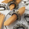 Buy Earthy Ochre Napkins With Blue Beads Napkin Rings (Set of 6+6)