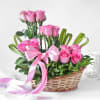 Elegant 18 Blush Pink Roses in Basket Online