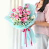 Elegant Aqua Pink Roses Bouquet Online