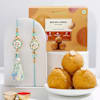 Elegant Bhaiya Bhabhi Rakhi And Besan Laddoo Combo Online