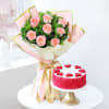 Elegant Blooms with Cake Online