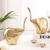 Elegant Elephant Figurine And Lotus Candle Set - Set Of 2 - Gold Online