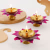 Buy Elegant Lotus Diya - Set Of 3 - Pink