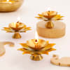 Buy Elegant Lotus Diya - Set Of 3 - Yellow