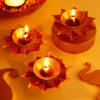Gift Elegant Lotus Diya - Set Of 3 - Yellow