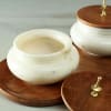 Gift Elegant Marble Jar with Wooden Lid and Tray