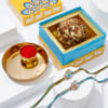 Elegant Peacock Rakhi With Jumbo Dry Fruit Laddoo Online