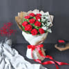 Gift Elegant Truffle Cake With Bunch Of Red Carnations (Half kg)