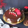 Buy Elegant Truffle Cake With Bunch Of Red Carnations (Half kg)