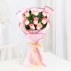 Gift Enchanting Bliss - Pink Roses Bouquet With Mini Cake
