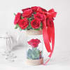 Gift Enchanting Roses Vase And Red Velvet Cake Duo