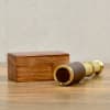 Gift Engravable Solid Brass And Leather Finish Telescope In Sheesham Wood Box