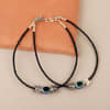 Gift Evil Eye And Butterfly Silver Oxidised Anklets (Pair)