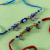 Gift Evil Eye Beads Set of 2 Rakhis with Soan Papdi