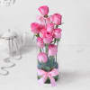 Gift Exotic 10 Pink Roses in Vase Arrangement